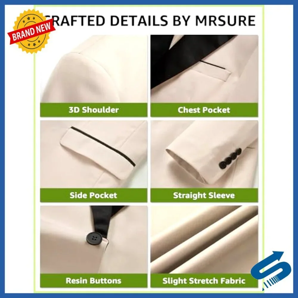 Men's Slim Fit Blazer Shawl Lapel Lightweight Wedding Party Business Casual